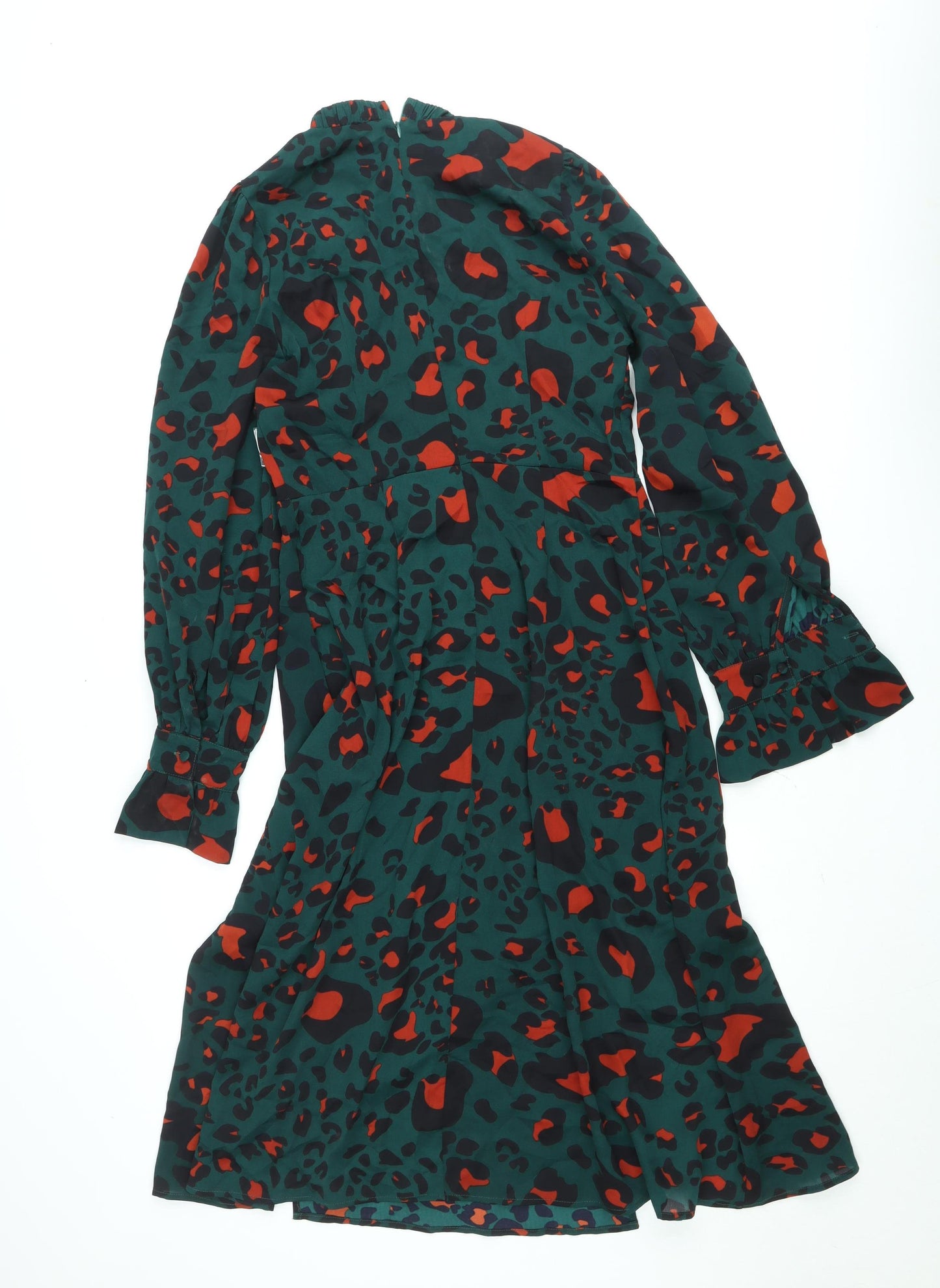 Girl In Mind Women's Green Animal Print Midi Dress Size 12