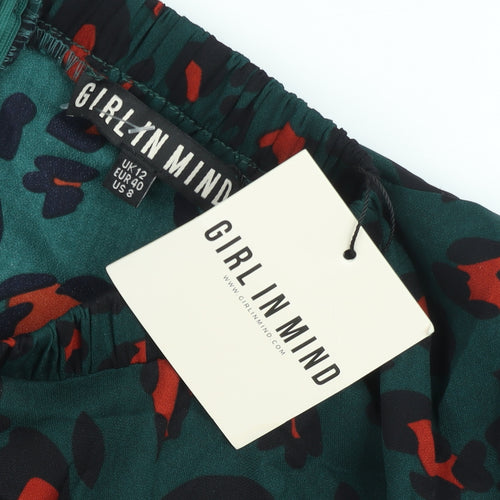 Girl In Mind Women's Green Animal Print Midi Dress Size 12