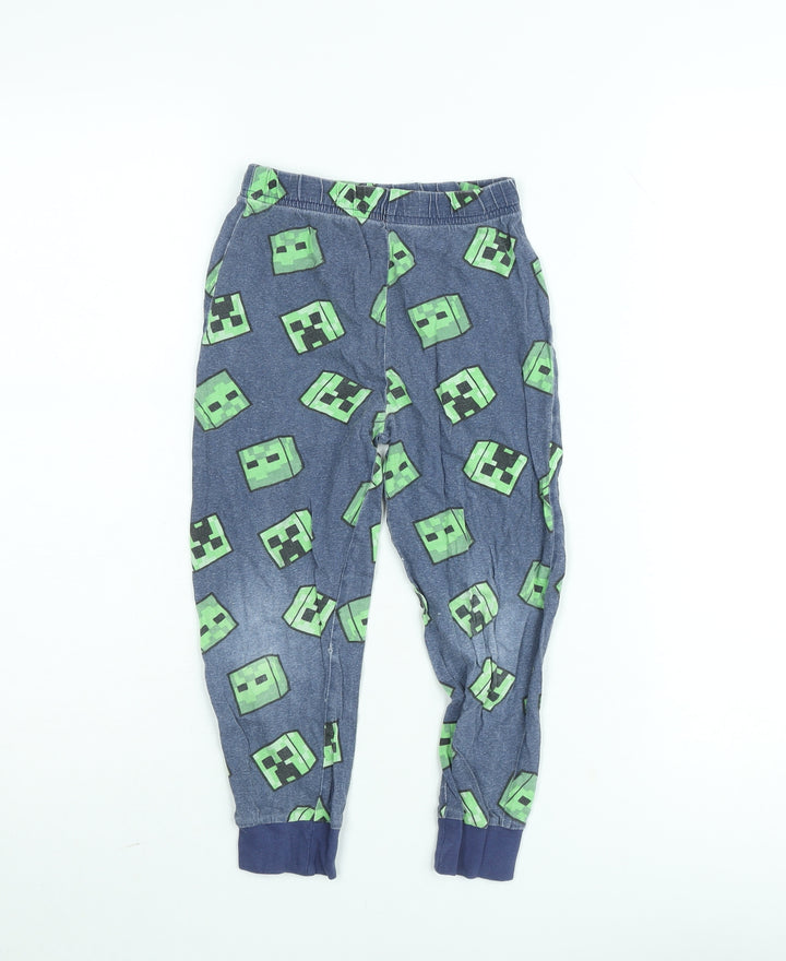 Dunnes Boys Blue Minecraft Creeper Lounge Pyjama Pants 5-6 Years Cotton Blend