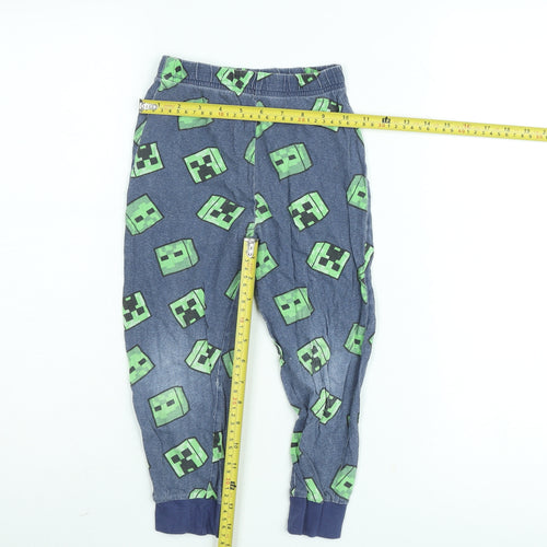 Dunnes Boys Blue Minecraft Creeper Lounge Pyjama Pants 5-6 Years Cotton Blend