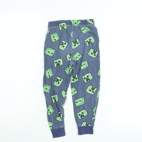Dunnes Boys Blue Minecraft Creeper Lounge Pyjama Pants 5-6 Years Cotton Blend
