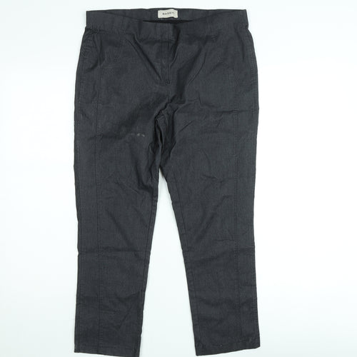 Bassin Women's Grey Cotton Stretch Straight Trousers Size 12