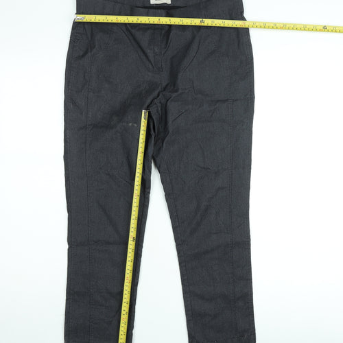 Bassin Women's Grey Cotton Stretch Straight Trousers Size 12