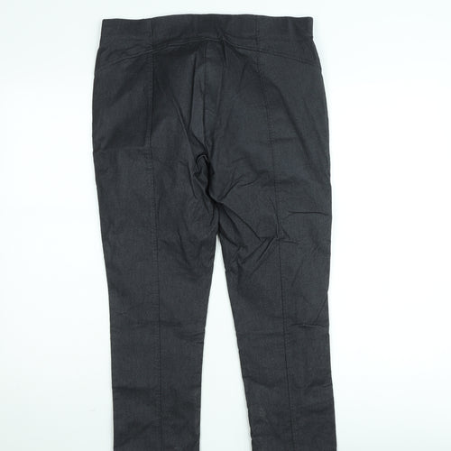 Bassin Women's Grey Cotton Stretch Straight Trousers Size 12