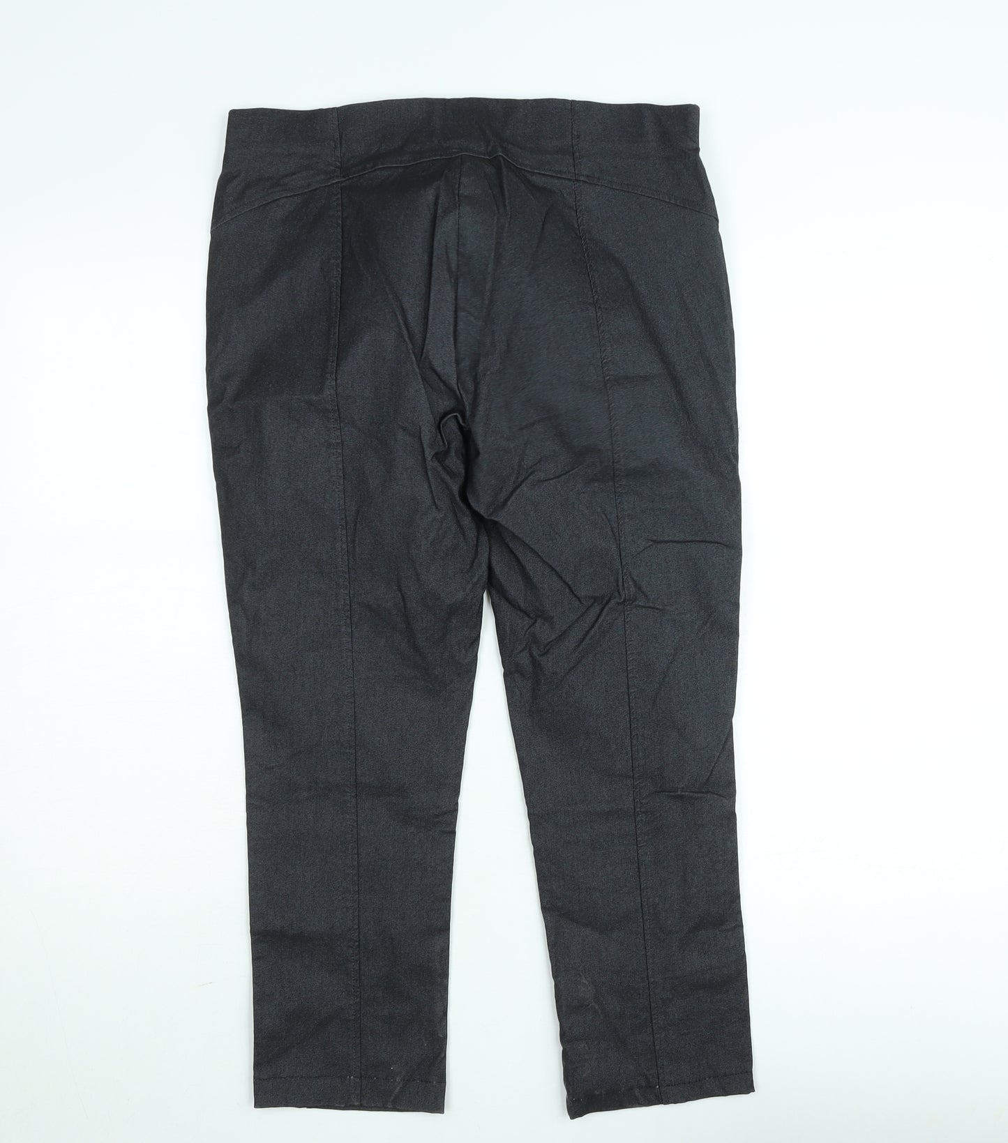 Bassin Women's Grey Cotton Stretch Straight Trousers Size 12