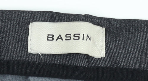 Bassin Women's Grey Cotton Stretch Straight Trousers Size 12