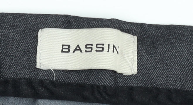 Bassin Women's Grey Cotton Stretch Straight Trousers Size 12
