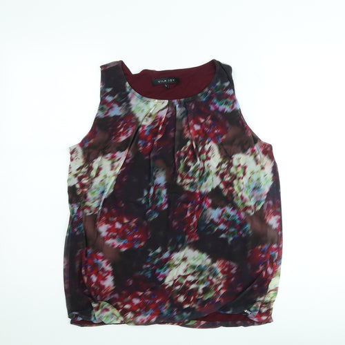 Vila Joy Women's Multicoloured Floral Chiffon Sleeveless Blouse L