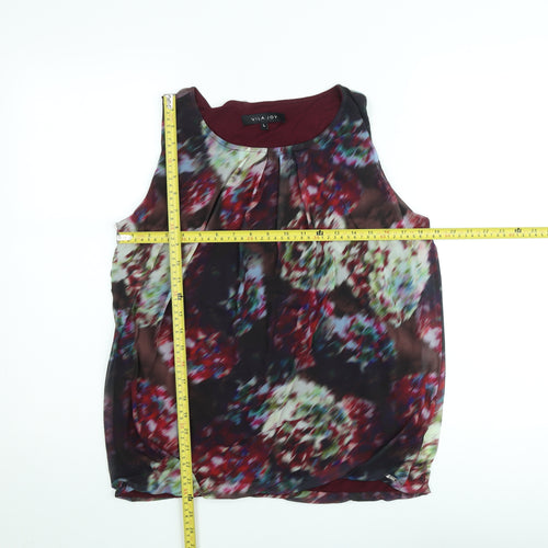 Vila Joy Women's Multicoloured Floral Chiffon Sleeveless Blouse L