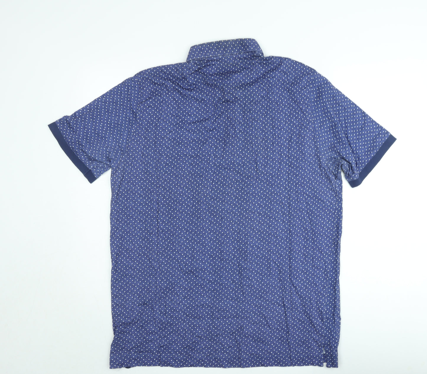 Culture Men's Blue Geometric Polo Shirt 2XL Regular Fit