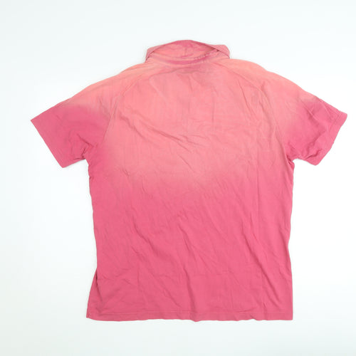 Tom Tailor Men's Pink XL Graphic Print Cotton Polo Shirt