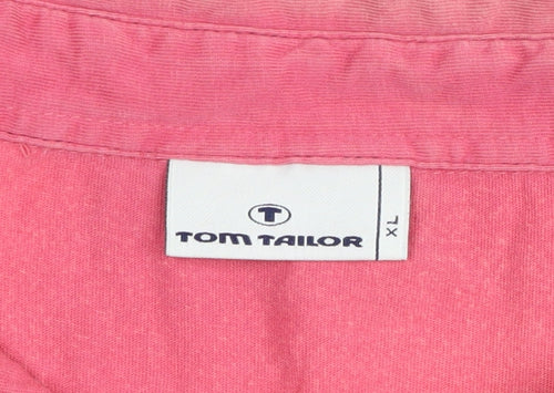 Tom Tailor Men's Pink XL Graphic Print Cotton Polo Shirt