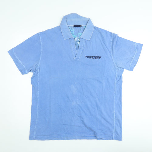 Tom Tailor Men's Blue XL Cotton Short Sleeve Polo Shirt