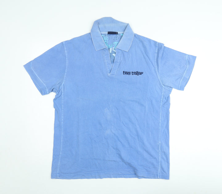 Tom Tailor Men's Blue XL Cotton Short Sleeve Polo Shirt