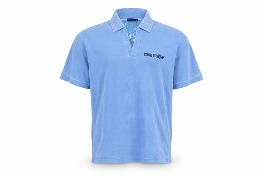Front view of Tom Tailor Men's Blue XL Cotton Short Sleeve Polo Shirt