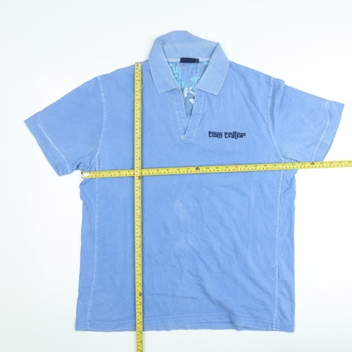 Tom Tailor Men's Blue XL Cotton Short Sleeve Polo Shirt