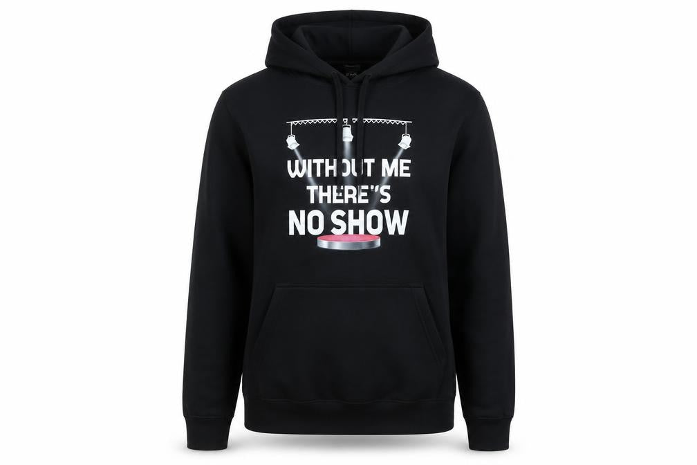 Front view of Port & Company Women's Black Pullover Hoodie, size S, Graphic Print
