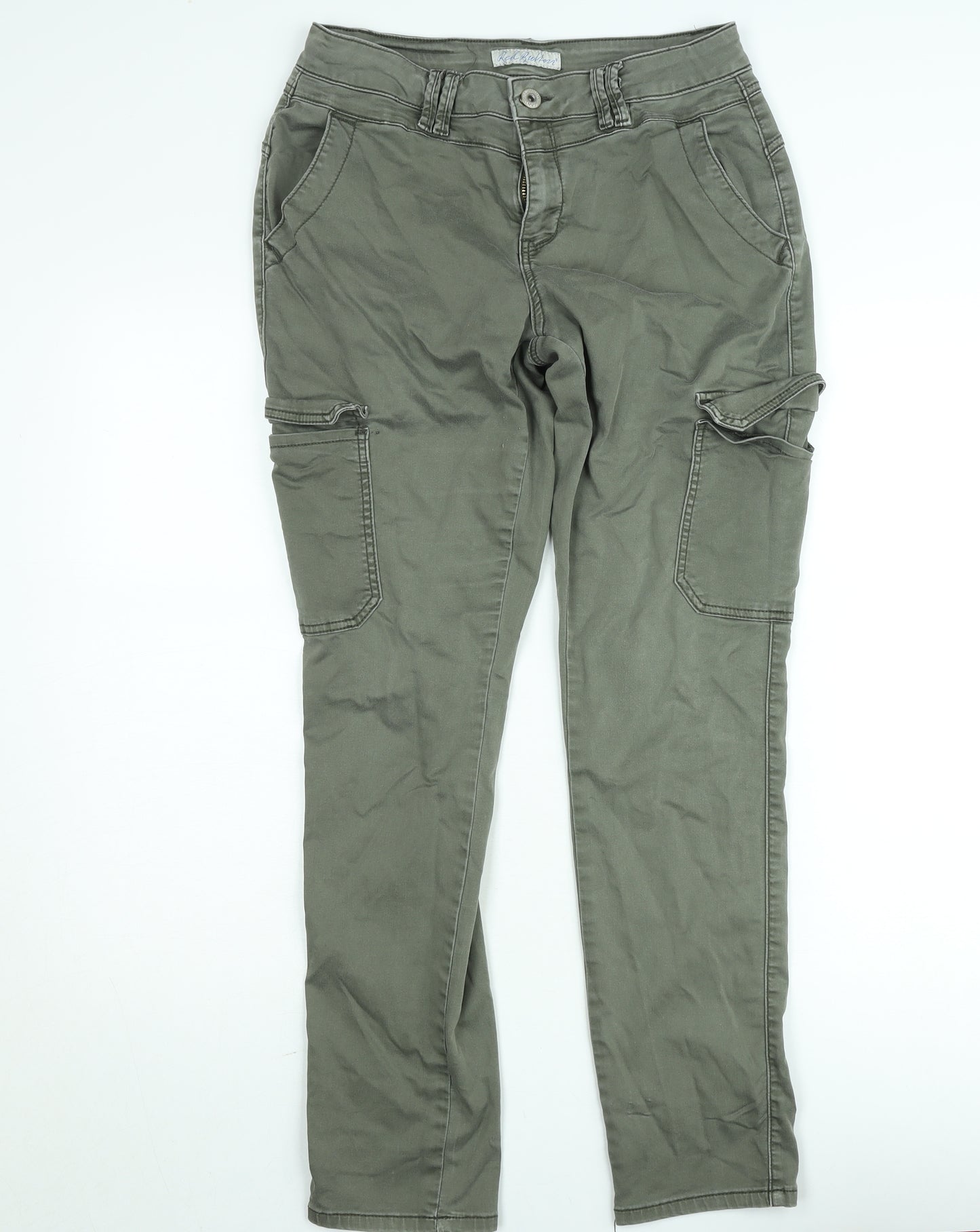 Red Button Women’s Green Cargo Jeans Size 10 Mid Rise Stretch