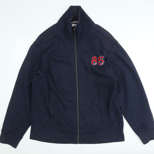 Tommy Hilfiger Men's Blue Full Zip Sweatshirt XL Embroidered Logo