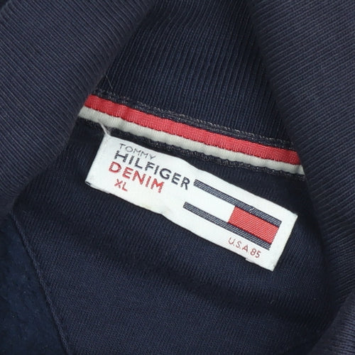 Tommy Hilfiger Men's Blue Full Zip Sweatshirt XL Embroidered Logo