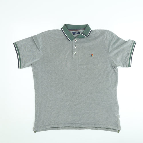 Jack & Jones Men’s Grey Collared Short Sleeve Polo Shirt Size L