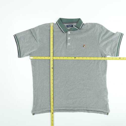 Jack & Jones Men’s Grey Collared Short Sleeve Polo Shirt Size L