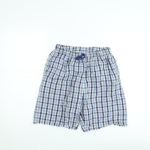 Dunnes Stores Men's Blue Check Cotton Shorts Size M