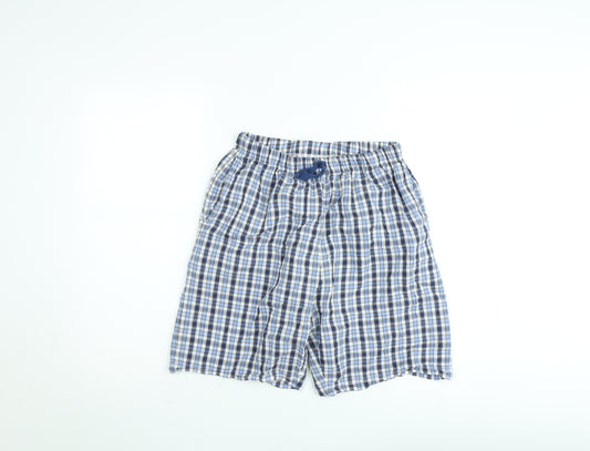Dunnes Stores Men's Blue Check Cotton Shorts Size M