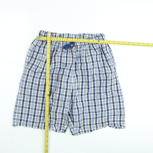 Dunnes Stores Men's Blue Check Cotton Shorts Size M