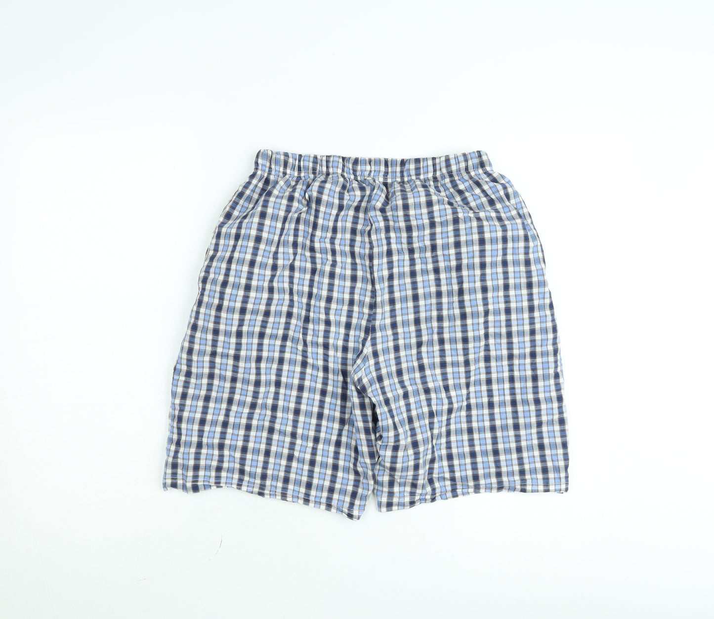 Dunnes Stores Men's Blue Check Cotton Shorts Size M