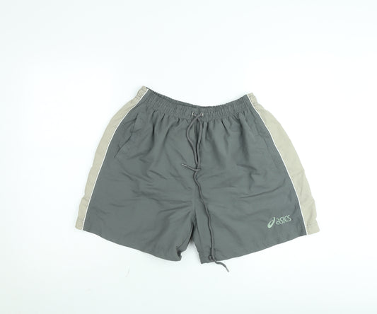 Asics Men's Grey Sports Shorts M Elastic Waist Lightweight