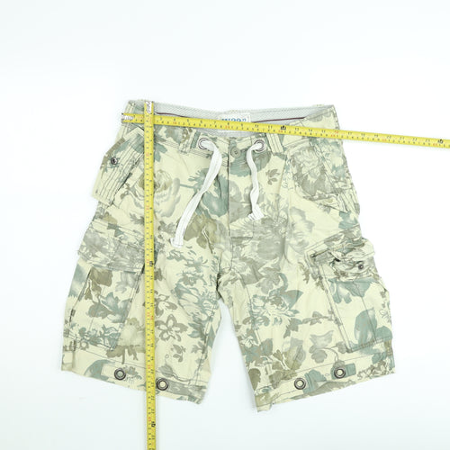 Men’s Beige Floral Cargo Shorts W32 Regular Fit Casual Summer