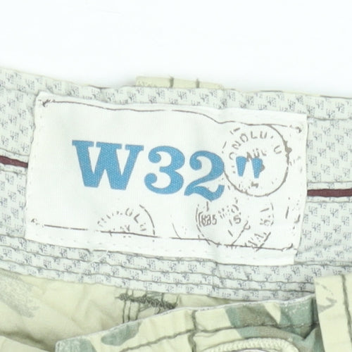 Men’s Beige Floral Cargo Shorts W32 Regular Fit Casual Summer