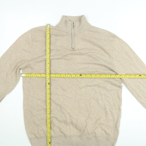Topman Men’s Beige 1/2 Zip Mock Neck Knit Sweatshirt Size L