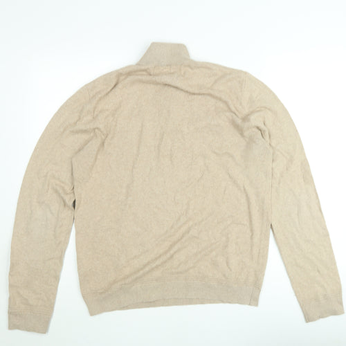 Topman Men’s Beige 1/2 Zip Mock Neck Knit Sweatshirt Size L