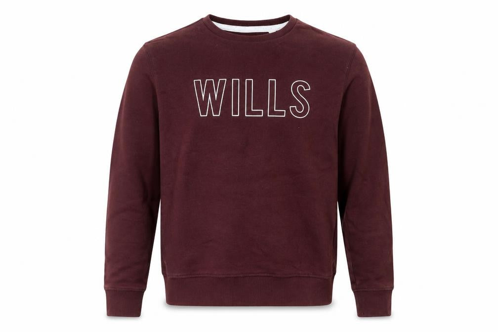 Front view of Jack Wills Men's Red Logo Crew Neck Pullover Sweatshirt, size S