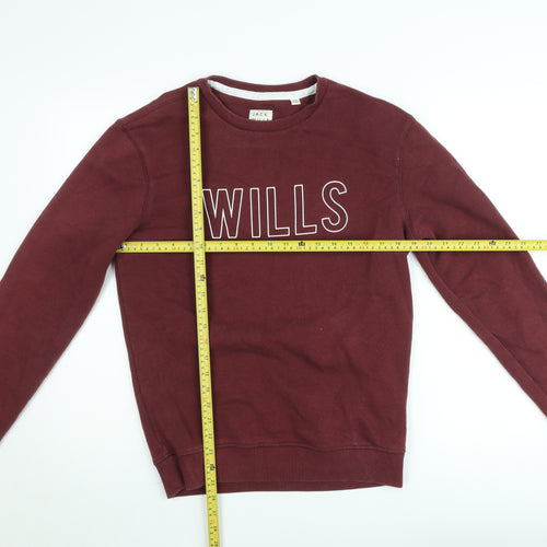 Jack Wills Men's Red Logo Crew Neck Pullover Sweatshirt Size S