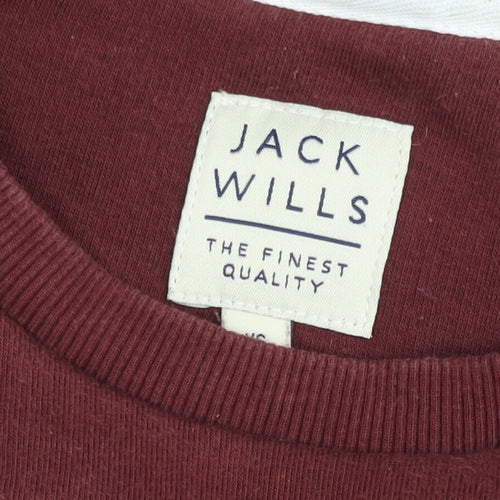 Jack Wills Men's Red Logo Crew Neck Pullover Sweatshirt Size S