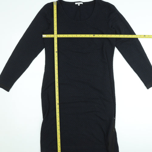 Sandwich Women Black Knit Bodycon Dress Size M Long Sleeve Scoop Neck