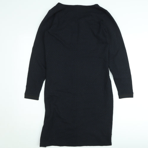 Sandwich Women Black Knit Bodycon Dress Size M Long Sleeve Scoop Neck