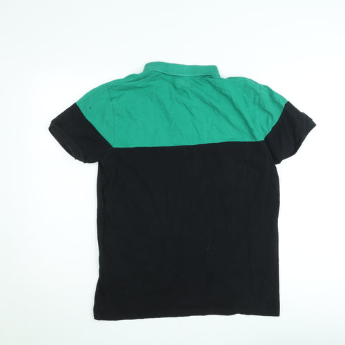 Kappa Men’s Green Black Colourblock Rugby Polo Shirt Size L