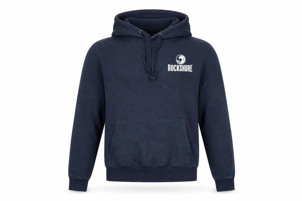 Front view of SOL'S Rockshore Men's Blue Pullover Hoodie, size S, Fleece Logo