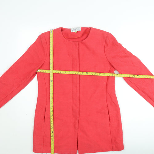 Heyton Women's Pink Cotton Mid-Length Collarless Coat Size 12