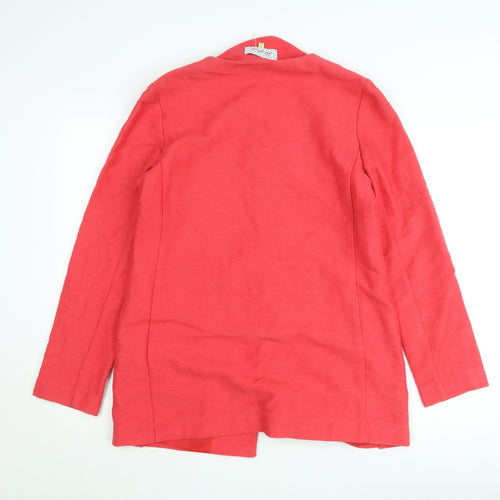 Heyton Women's Pink Cotton Mid-Length Collarless Coat Size 12