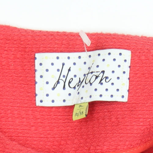 Heyton Women's Pink Cotton Mid-Length Collarless Coat Size 12