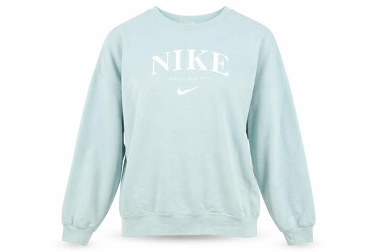 Front view of Nike Women's Blue XS Pullover Sweatshirt Crew Neck Graphic Print