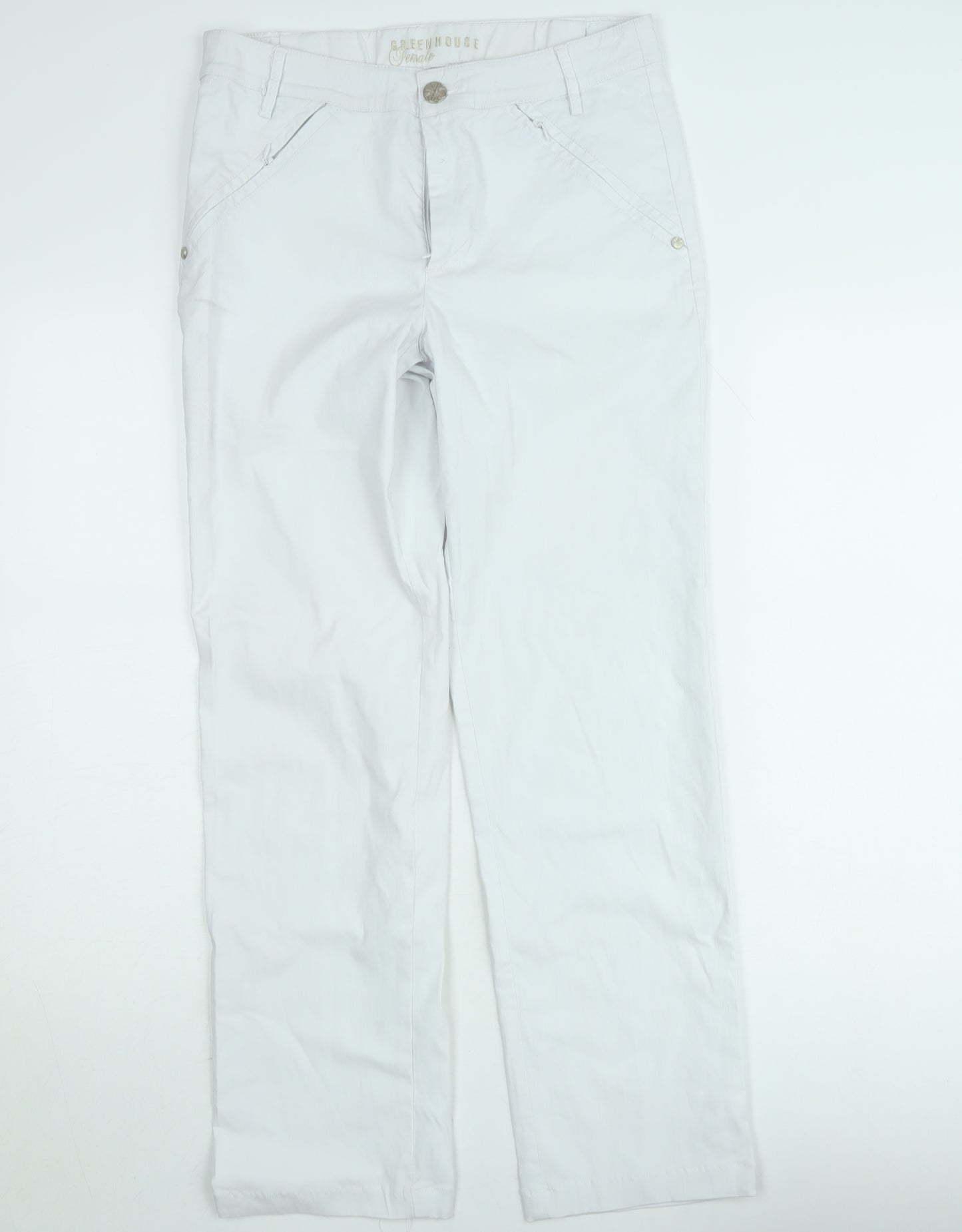 Greenhouse Women White Straight Cotton Jeans Size 12