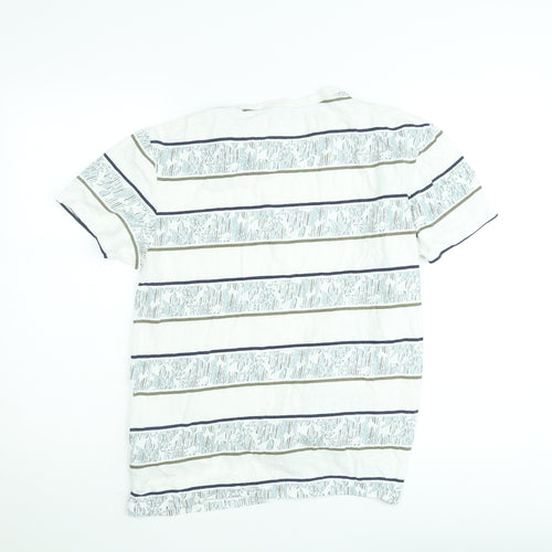 Bonobo Men’s White Striped Cotton T-Shirt Size L Classic Casual