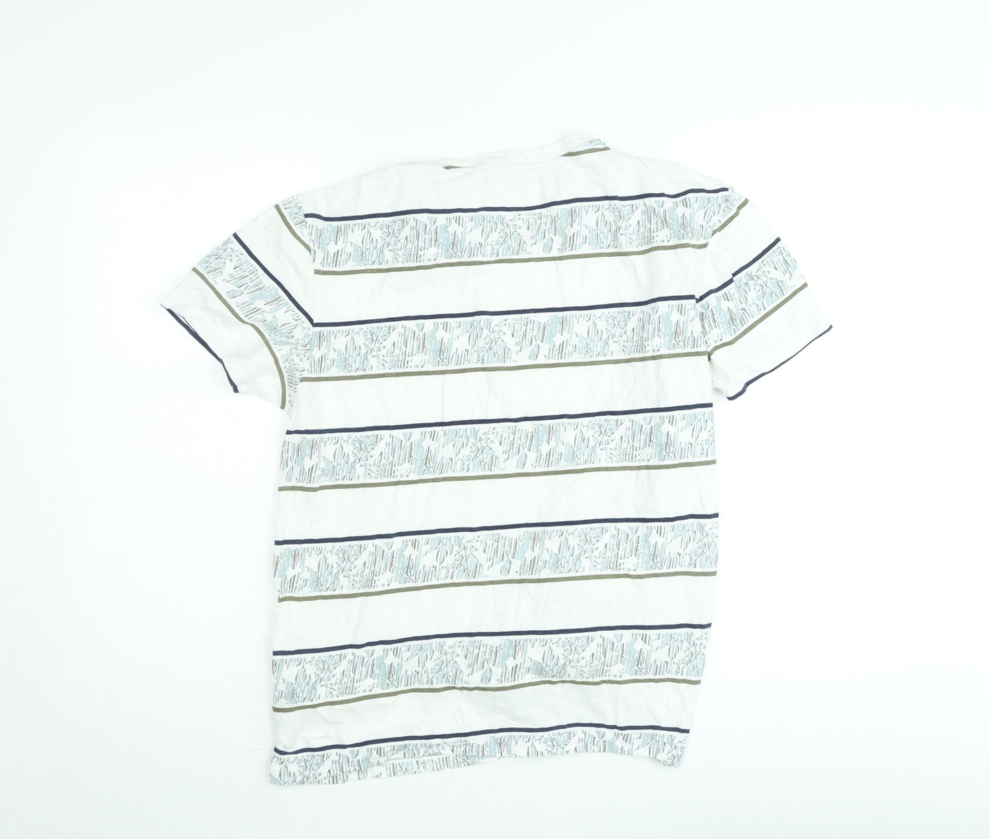Bonobo Men’s White Striped Cotton T-Shirt Size L Classic Casual