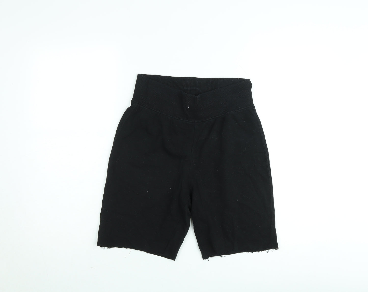 H&M Women Black Biker Shorts Size S Cotton Blend High Waist